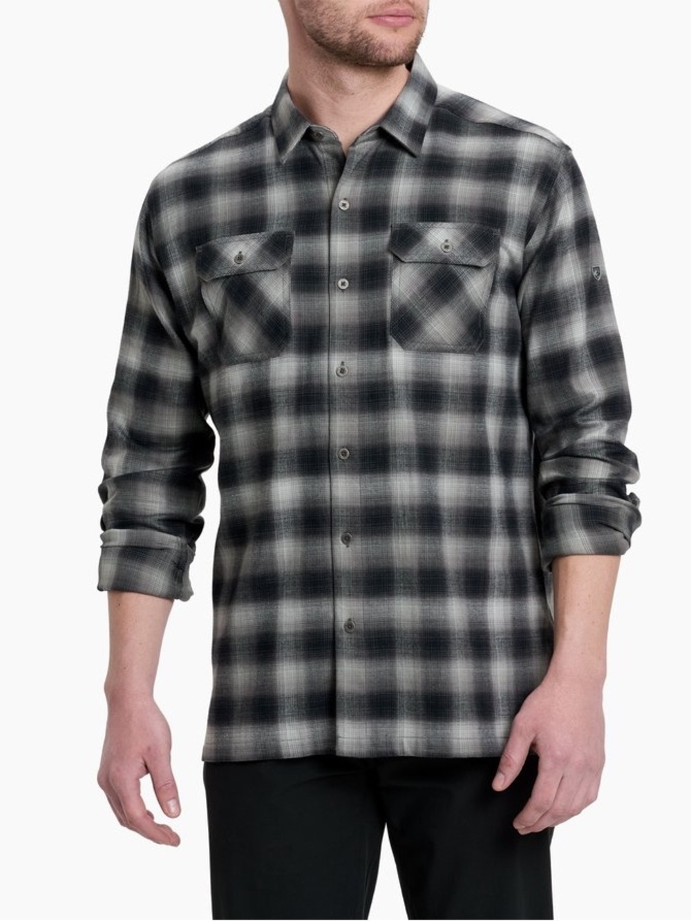 KUHL DILLINGR FLANNEL Classic Casual Everyday Button Up Shirt Gray Medium $99